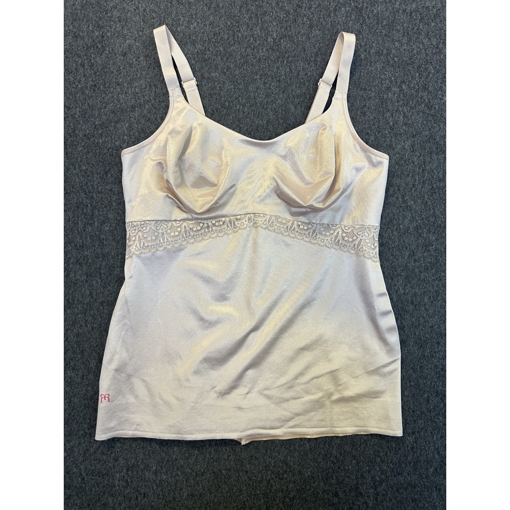 Ruby Ribbon Lace Cami Size 42 Tan Beige Support Shapewear 3024 Sculpting Cami - Picture 2 of 13